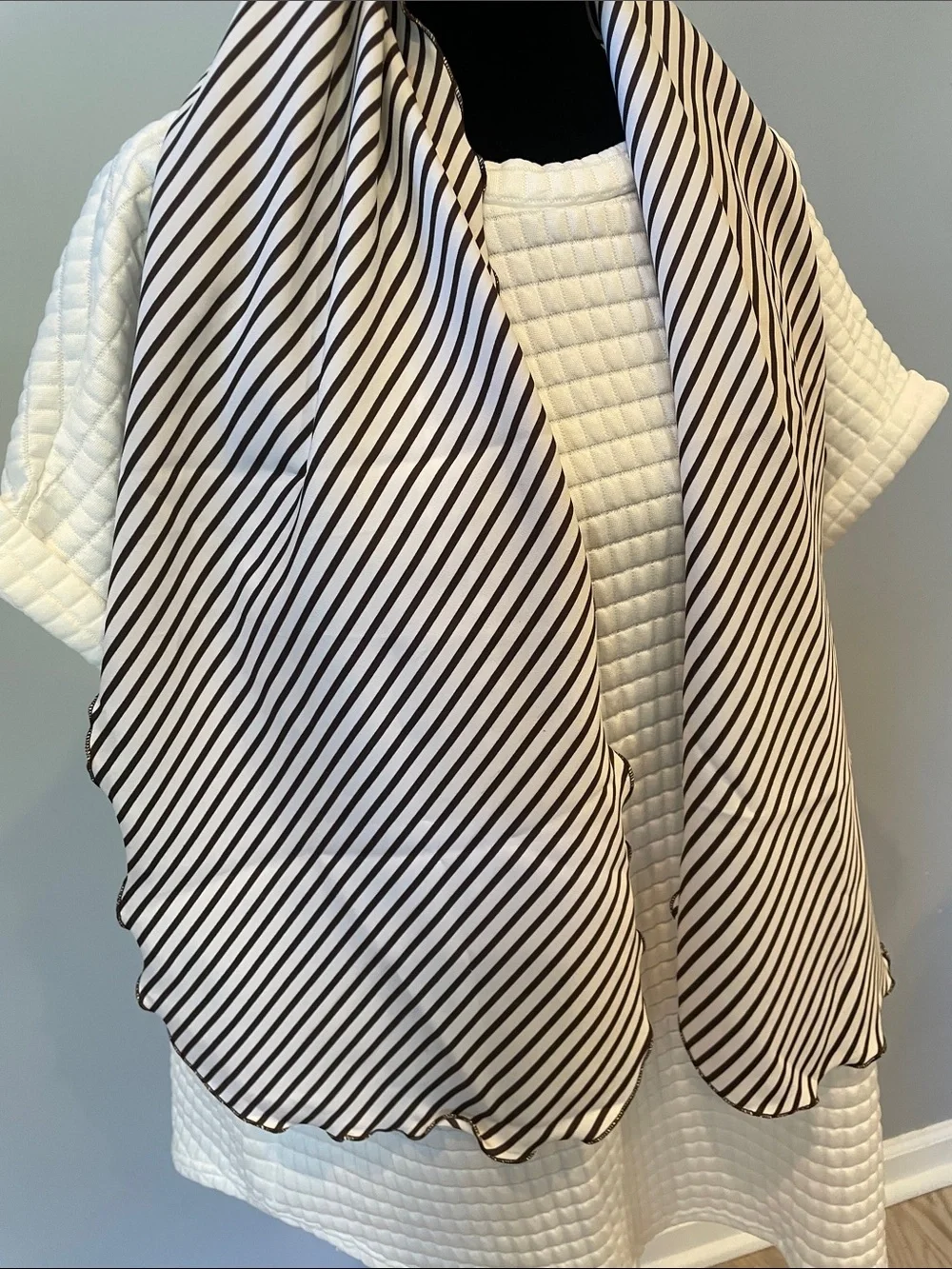 Striped Brown  and White vintage Scarf